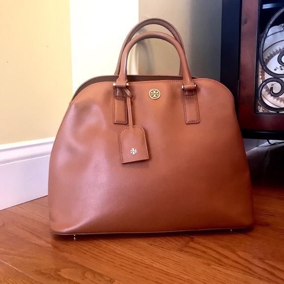 Tory Burch Handbags - Tory Burch Robinson Open Dome Satchel Tigers Eye